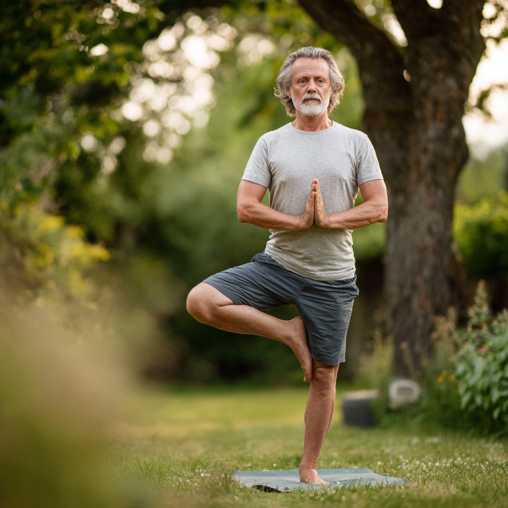 Practică yoga în natură cu lumină caldă